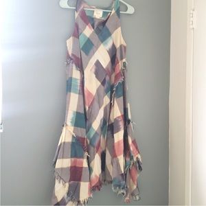 Anthropologie Maeve plaid fringe dress